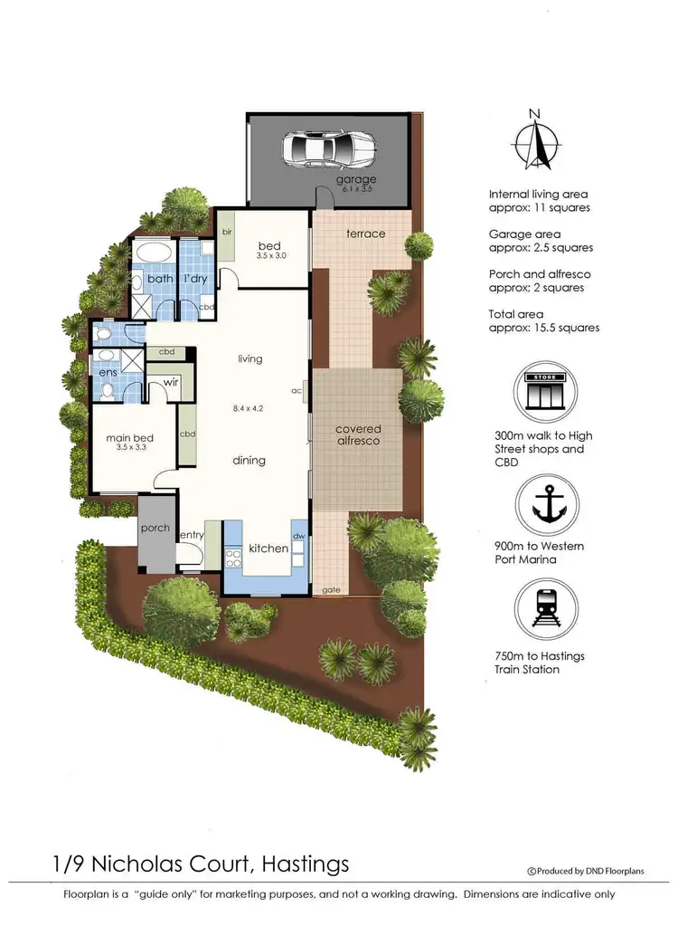 Floorplan of Homely unit listing, 1/9 Nicholas Court, Hastings VIC 3915