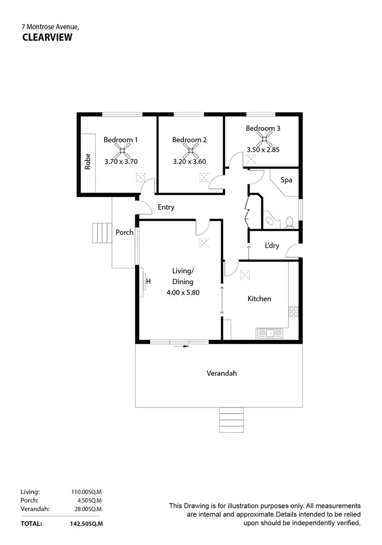 Floorplan of Homely house listing, 7 Montrose Avenue, Clearview SA 5085