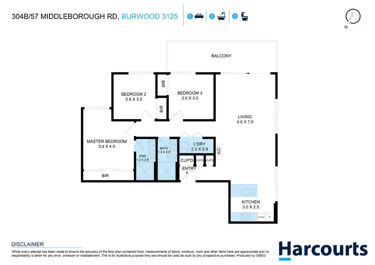 Floorplan of Homely apartment listing, 304B/57 Middleborough Road, Burwood VIC 3125