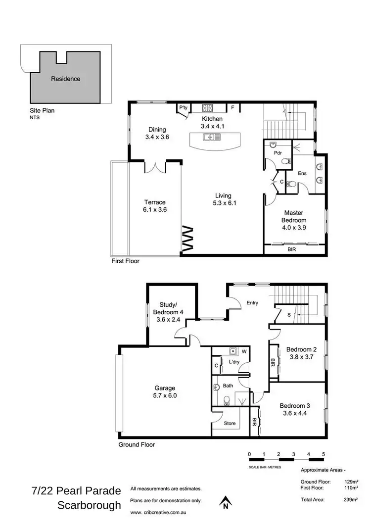 Floorplan of Homely townhouse listing, 7/22 Pearl Parade, Scarborough WA 6019