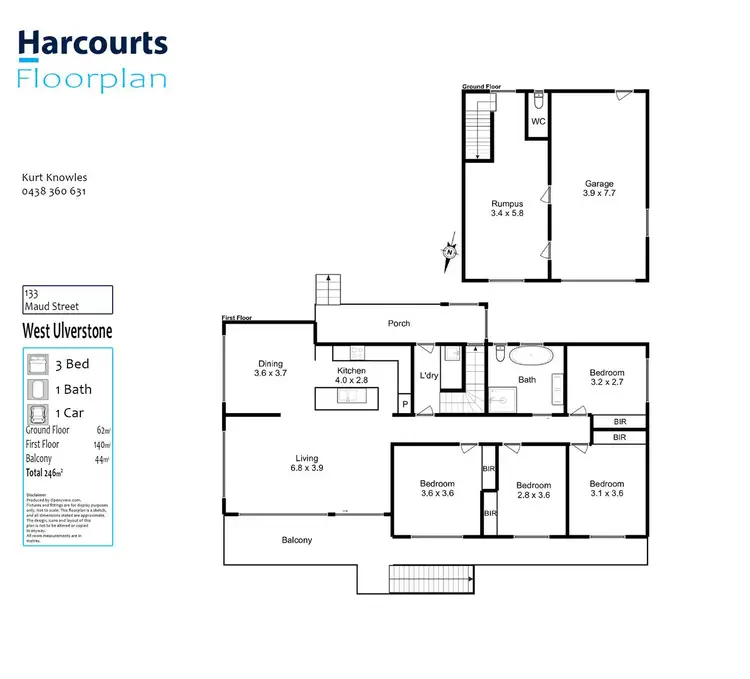 Floorplan of Homely house listing, 133 Upper Maud Street, West Ulverstone TAS 7315