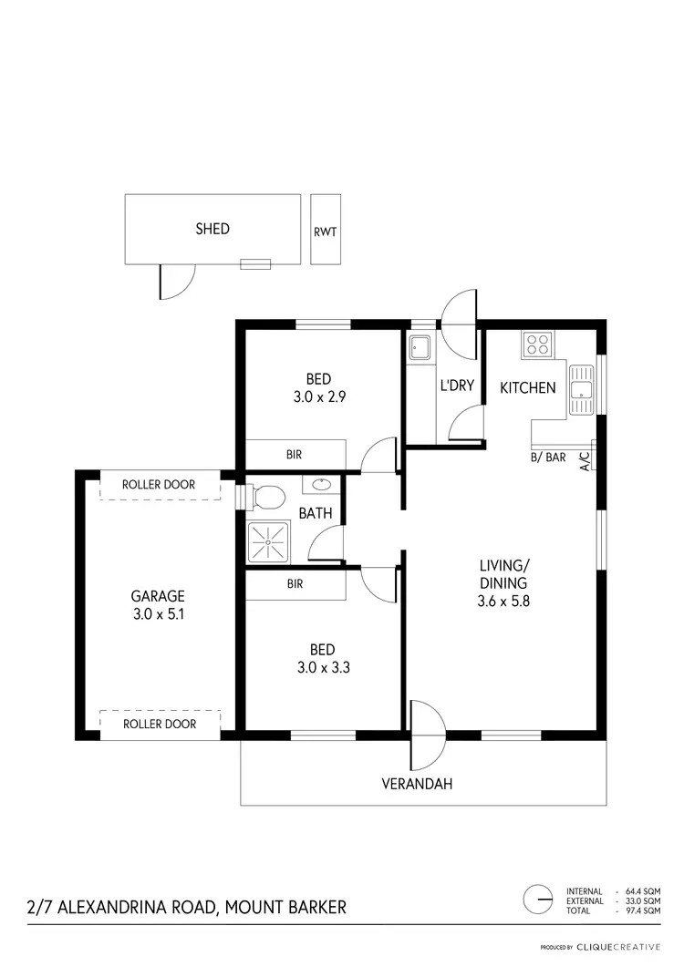 Floorplan of Homely unit listing, 2/7 Alexandrina Road, Mount Barker SA 5251