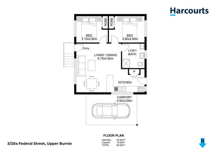 Floorplan of Homely unit listing, 3/20A Federal Street, Upper Burnie TAS 7320