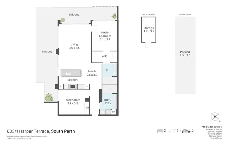 Floorplan of Homely apartment listing, 603/1 Harper Terrace, South Perth WA 6151
