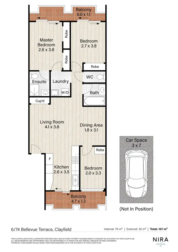 Floorplan of Homely apartment listing, 6/74 Bellevue Terrace, Clayfield QLD 4011