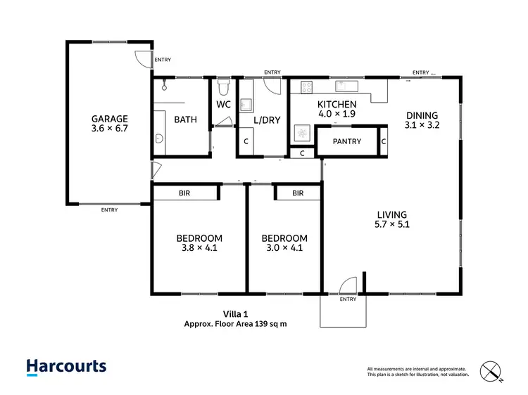 Floorplan of Homely villa listing, 1/13 Freestone Crescent, Wynyard TAS 7325
