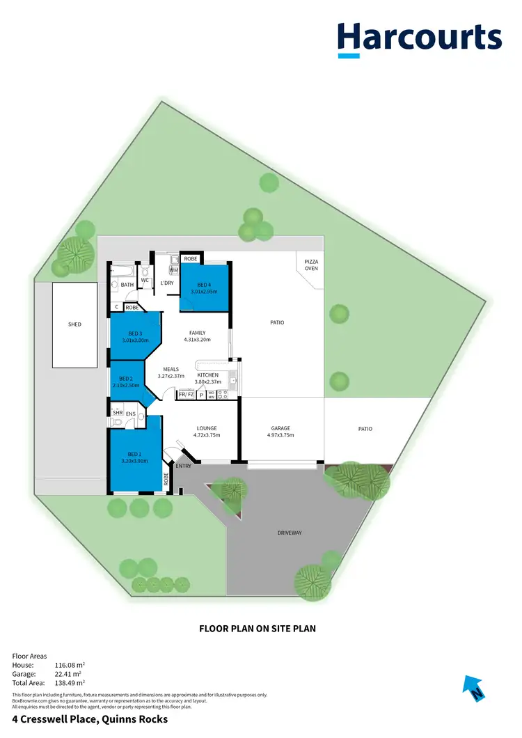 Floorplan of Homely house listing, 4 Cresswell Place, Quinns Rocks WA 6030