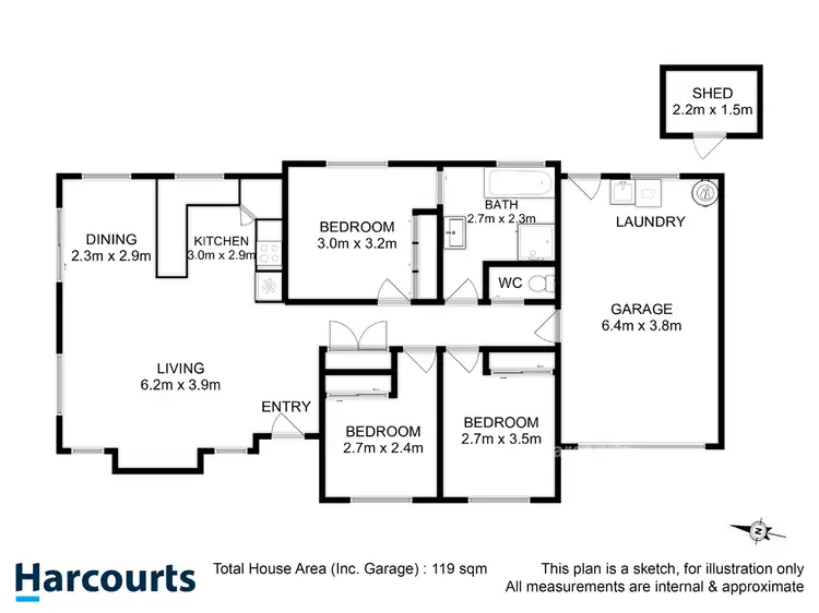 Floorplan of Homely house listing, 2/12 Whitelea Court, Sorell TAS 7172