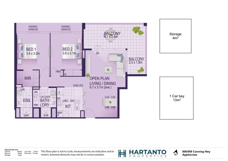 Floorplan of Homely apartment listing, 806/908 Canning Highway, Applecross WA 6153