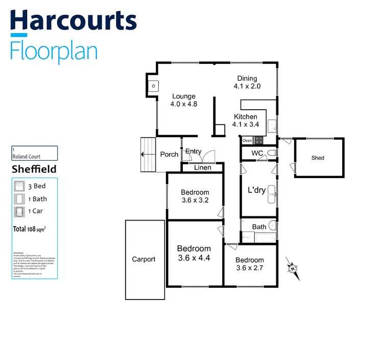 Floorplan of Homely house listing, 1 Roland Court, Sheffield TAS 7306