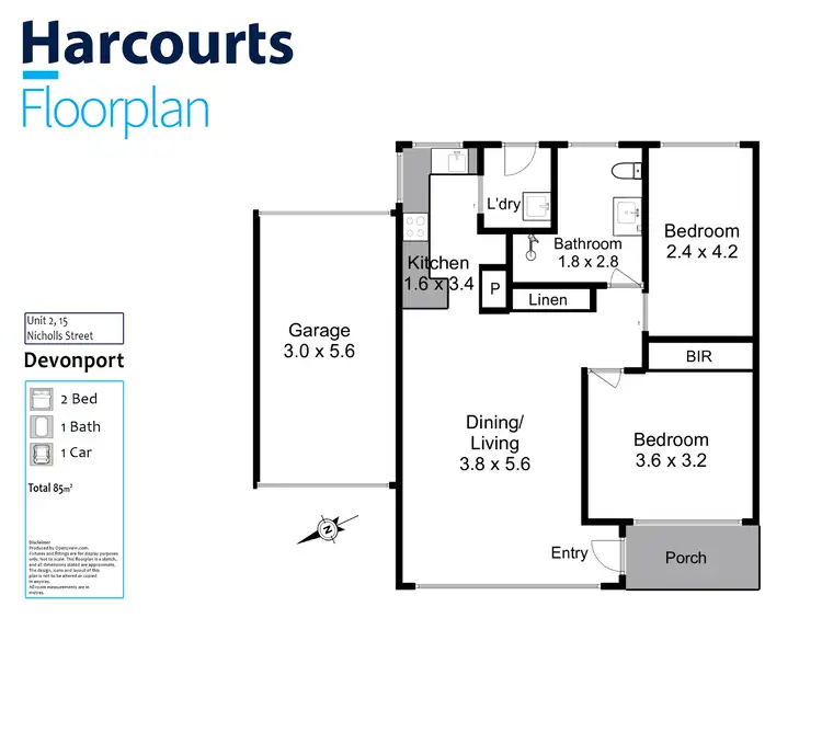 Floorplan of Homely unit listing, 2/15 Nicholls Street, Devonport TAS 7310