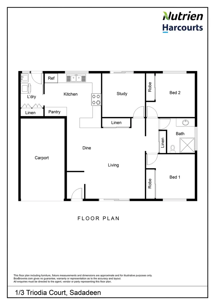 Floorplan of Homely semi-detached listing, 1/3 Triodia Court, Sadadeen NT 870