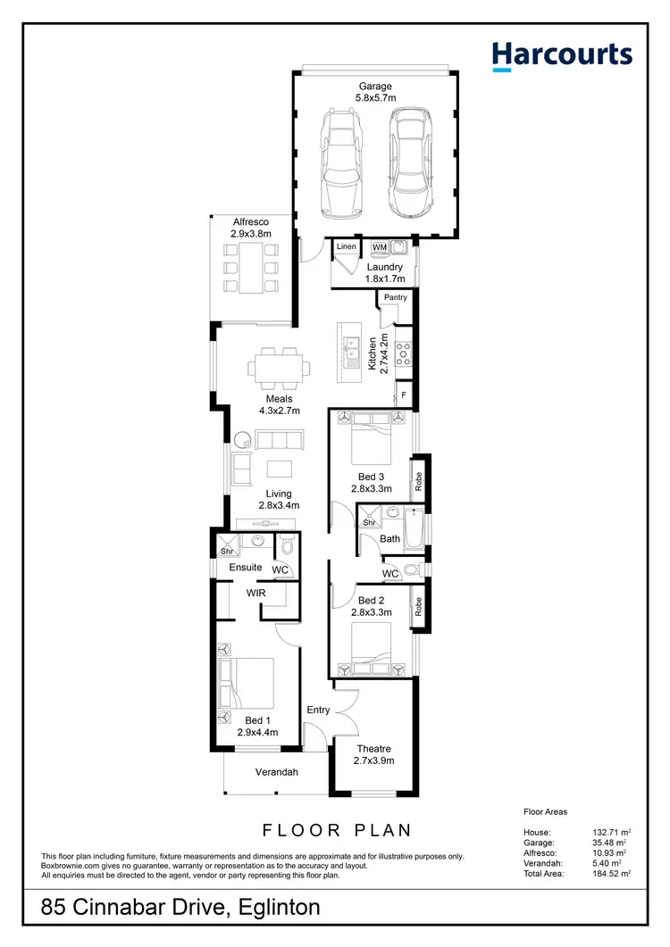 Floorplan of Homely house listing, 85 Cinnabar Drive, Eglinton WA 6034