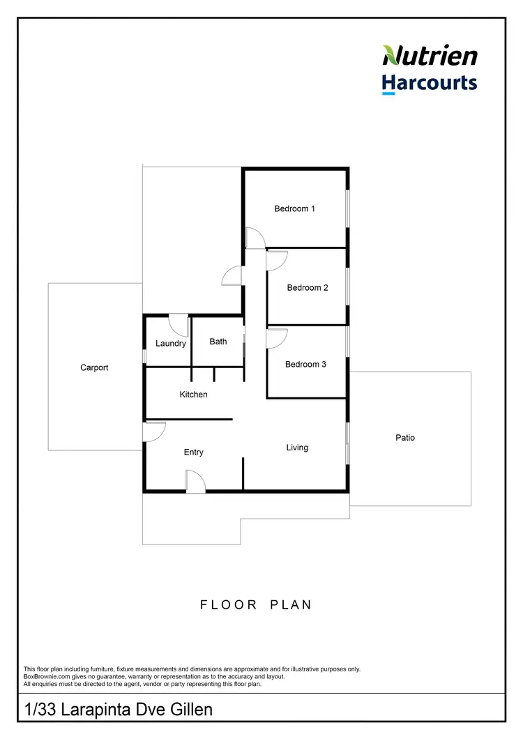 Floorplan of Homely semi-detached listing, 1/33 Larapinta Drive, Gillen NT 870