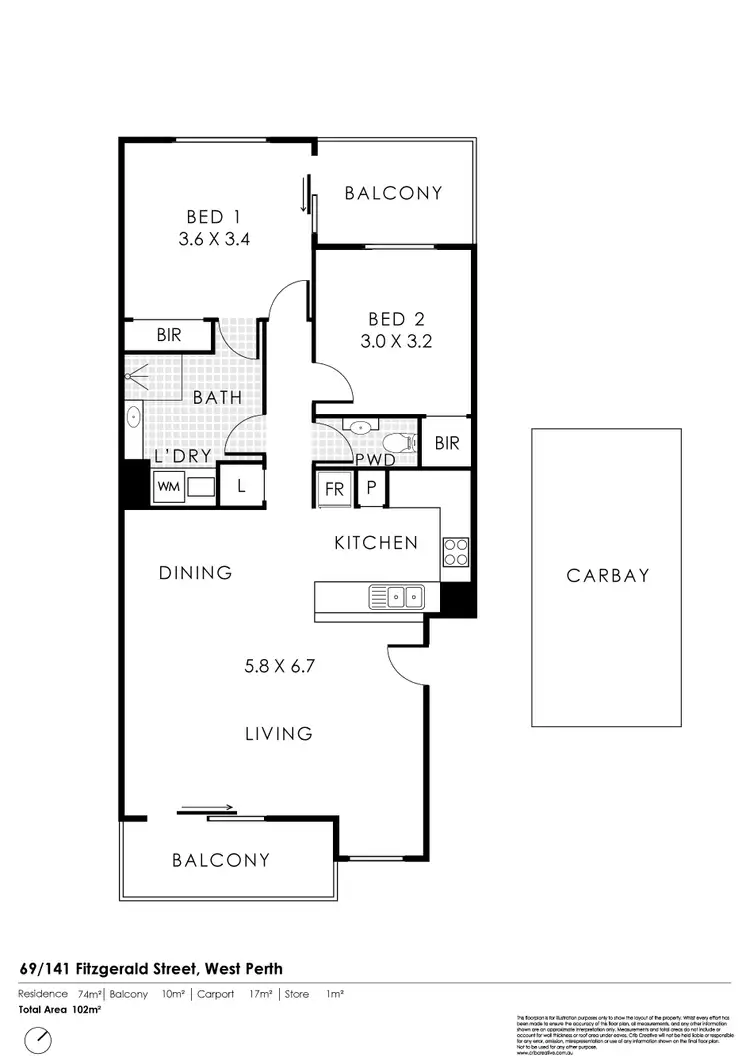 Floorplan of Homely apartment listing, 69/141 Fitzgerald Street, West Perth WA 6005