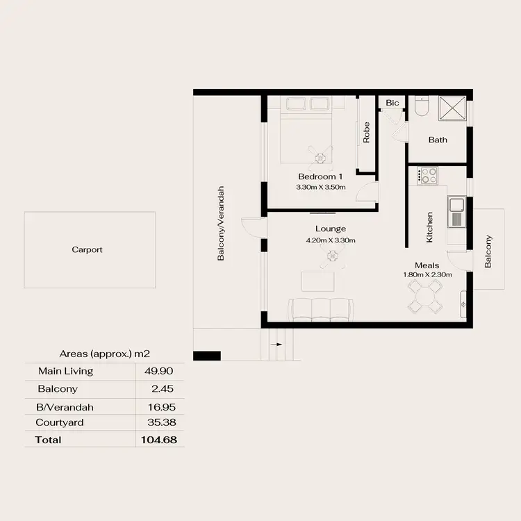 Floorplan of Homely unit listing, 14/2 Kyle Street, Glenside SA 5065