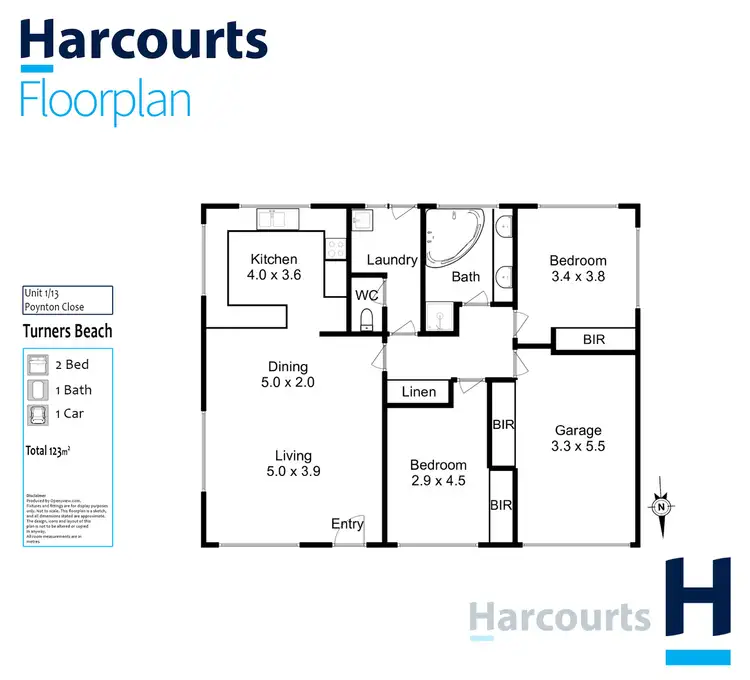 Floorplan of Homely unit listing, 1/13 Poynton Close, Turners Beach TAS 7315