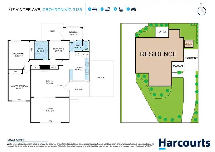 Floorplan of Homely unit listing, 1/17 Vinter Avenue, Croydon VIC 3136