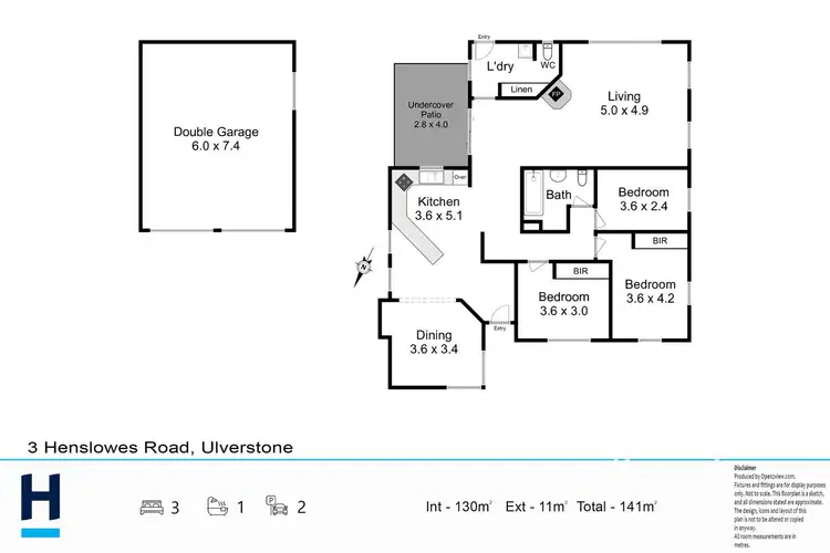 Floorplan of Homely house listing, 3 Henslowes Road, Ulverstone TAS 7315