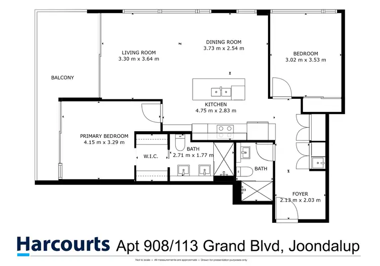 Floorplan of Homely apartment listing, 908/113 Grand Boulevard, Joondalup WA 6027