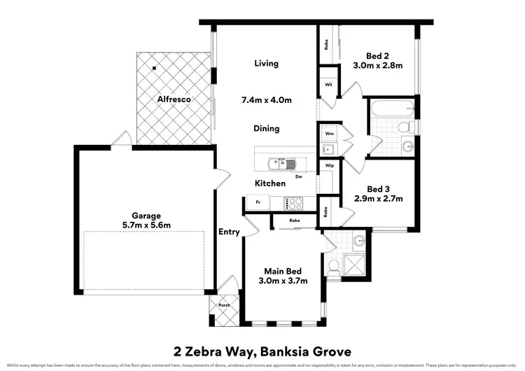 Floorplan of Homely house listing, 2 Zebra Way, Banksia Grove WA 6031