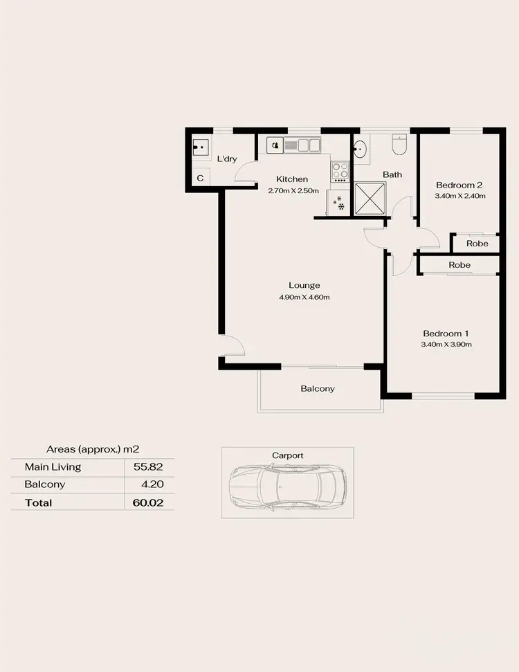 Floorplan of Homely apartment listing, 12/7-9 L'Estrange Street, Glenside SA 5065