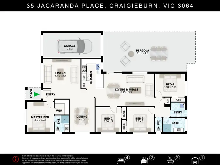 Floorplan of Homely house listing, 35 Jacaranda Place, Craigieburn VIC 3064