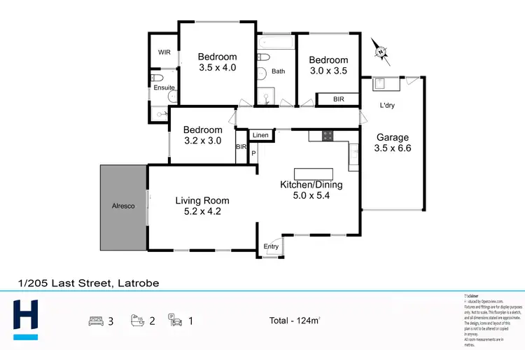Floorplan of Homely unit listing, 1/205 Last Street, Latrobe TAS 7307