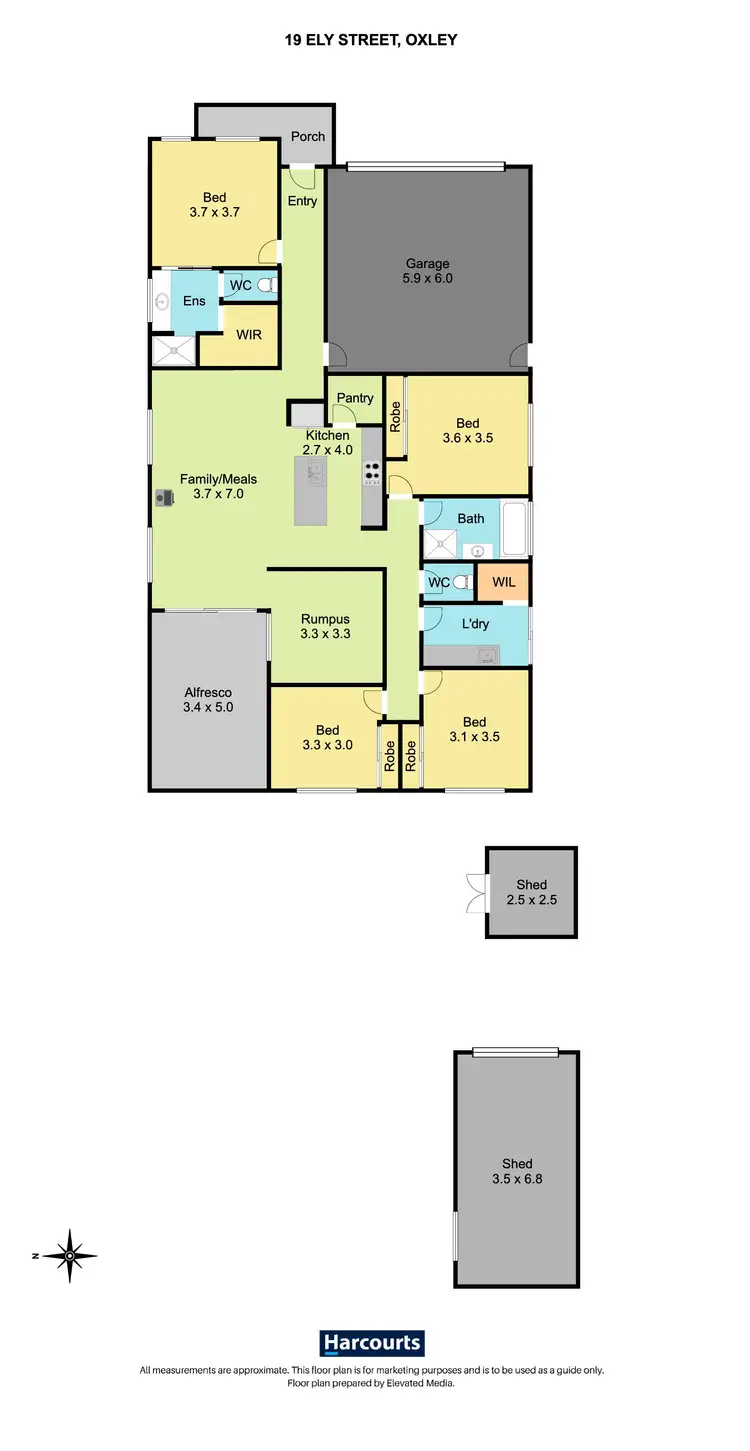 Floorplan of Homely house listing, 19 Ely Street, Oxley VIC 3678