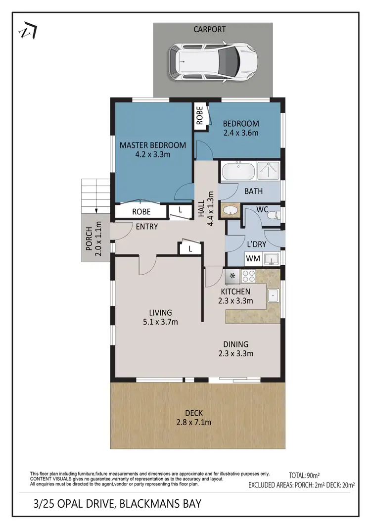 Floorplan of Homely unit listing, 3/25 Opal Drive, Blackmans Bay TAS 7052