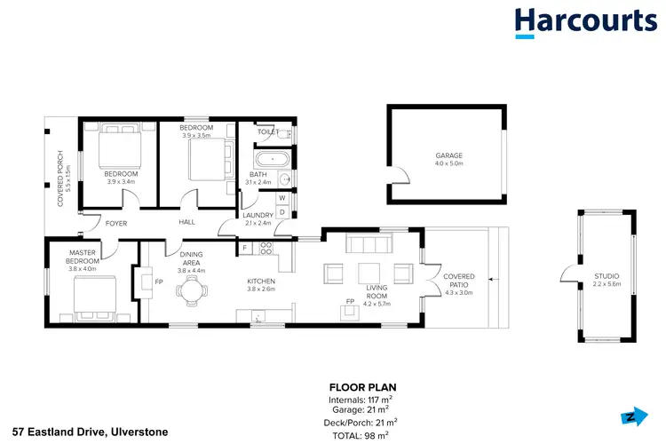 Floorplan of Homely house listing, 57 Eastland Drive, Ulverstone TAS 7315