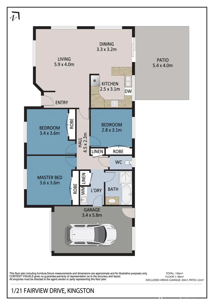 Floorplan of Homely unit listing, 1/21 Fairview Drive, Kingston TAS 7050