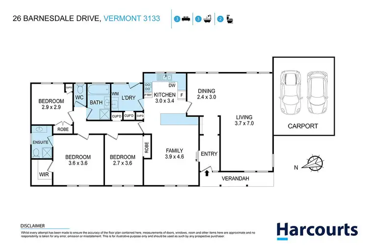 Floorplan of Homely house listing, 26 Barnesdale Drive, Vermont VIC 3133