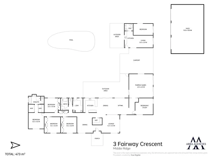 Floorplan of Homely house listing, 3 Fairway Crescent, Middle Ridge QLD 4350