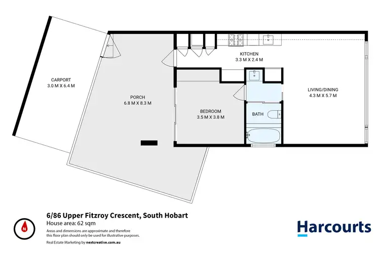 Floorplan of Homely unit listing, 6/86 Upper Fitzroy Crescent, South Hobart TAS 7004