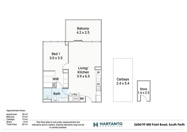 Floorplan of Homely apartment listing, 2604/99 Mill Point Road, South Perth WA 6151