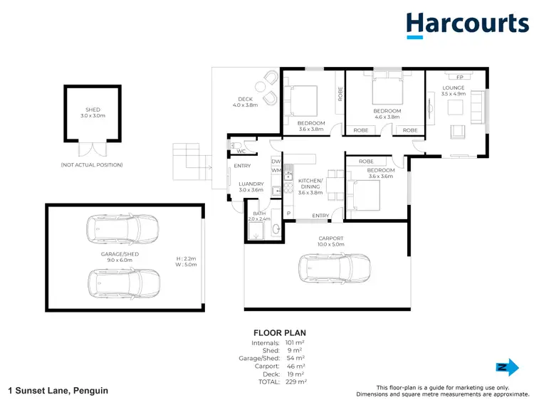 Floorplan of Homely house listing, 1 Sunset Lane, Penguin TAS 7316
