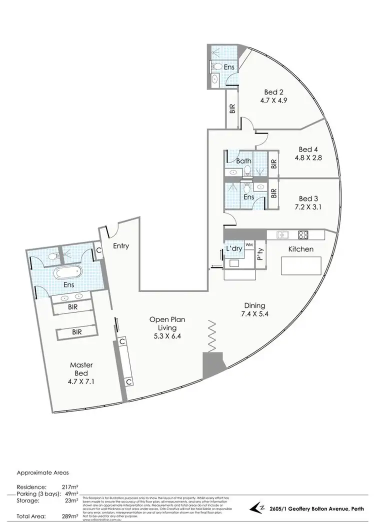Floorplan of Homely apartment listing, 2605/1 Geoffrey Bolton Avenue, Perth WA 6000