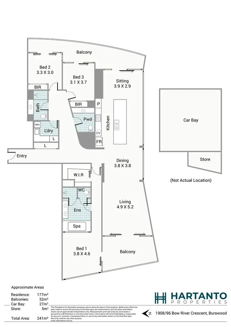 Floorplan of Homely apartment listing, 1908/96 Bow River Crescent, Burswood WA 6100