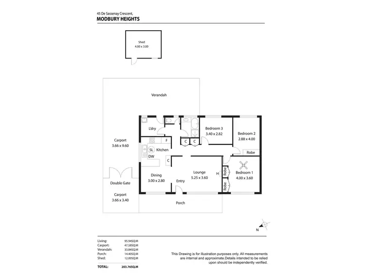 Floorplan of Homely house listing, 45 De Sassenay Crescent, Modbury Heights SA 5092