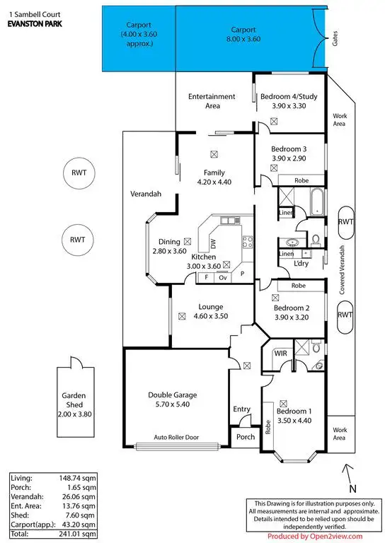 Floorplan of Homely house listing, 1 Sambell Court, Evanston Park SA 5116