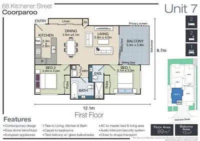 Floorplan of Homely apartment listing, 1-11 68 Kitchener Street, Coorparoo QLD 4151