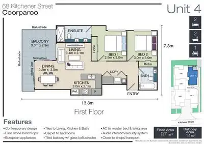 Floorplan of Homely apartment listing, 4/68 Kitchener Street, Coorparoo QLD 4151