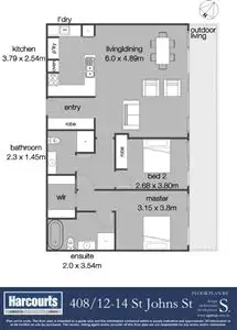 Floorplan of Homely apartment listing, 408/12-14 St John Street, Launceston TAS