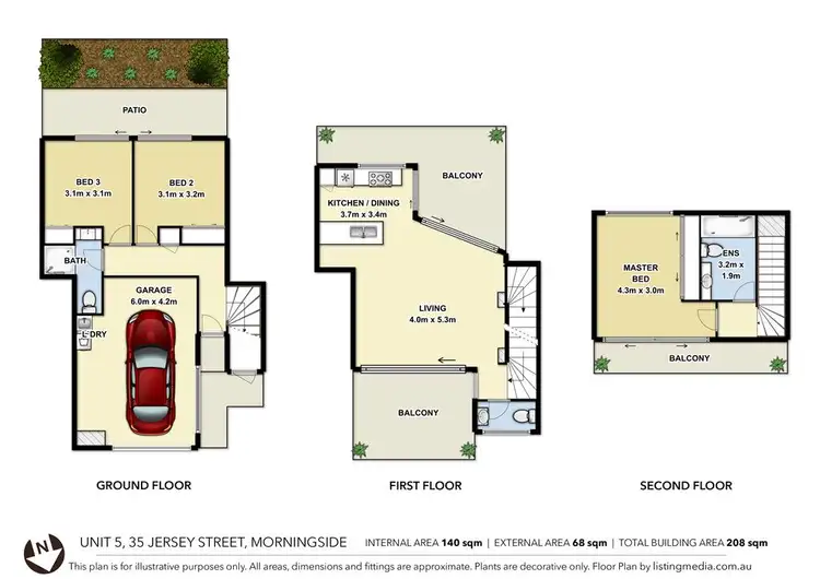 Floorplan of Homely townhouse listing, 5/35 Jersey Street, Morningside QLD 4170