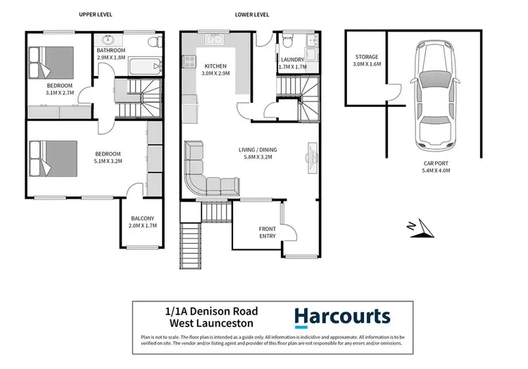 Floorplan of Homely unit listing, 1/1a Denison Road, West Launceston TAS 7250