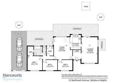 Floorplan of Homely house listing, 12 Southwark Avenue, Salisbury Heights SA 5109