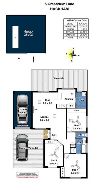 Floorplan of Homely house listing, 5 Crestview Lane, Hackham SA 5163