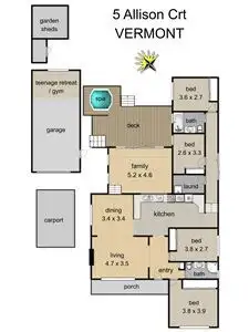 Floorplan of Homely house listing, 5 Allison Court, Vermont VIC 3133