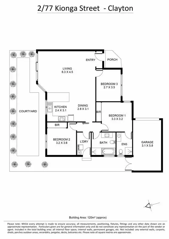 Floorplan of Homely unit listing, 2/77 Kionga Street, Clayton VIC 3168